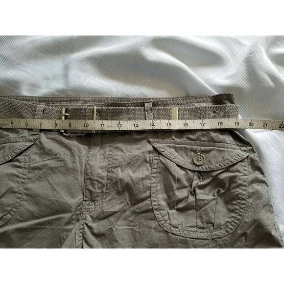 Bongo Shorts Khaki Gray Cuffed Hem Button Pockets Webbed Belt Junior Size 15 - Picture 8 of 11